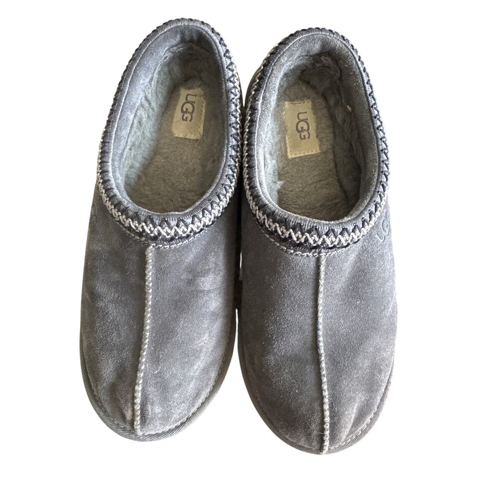 UGG Tasman Slippers Gray Suede Sheepskin Lined Women’s Size 10 EU 41